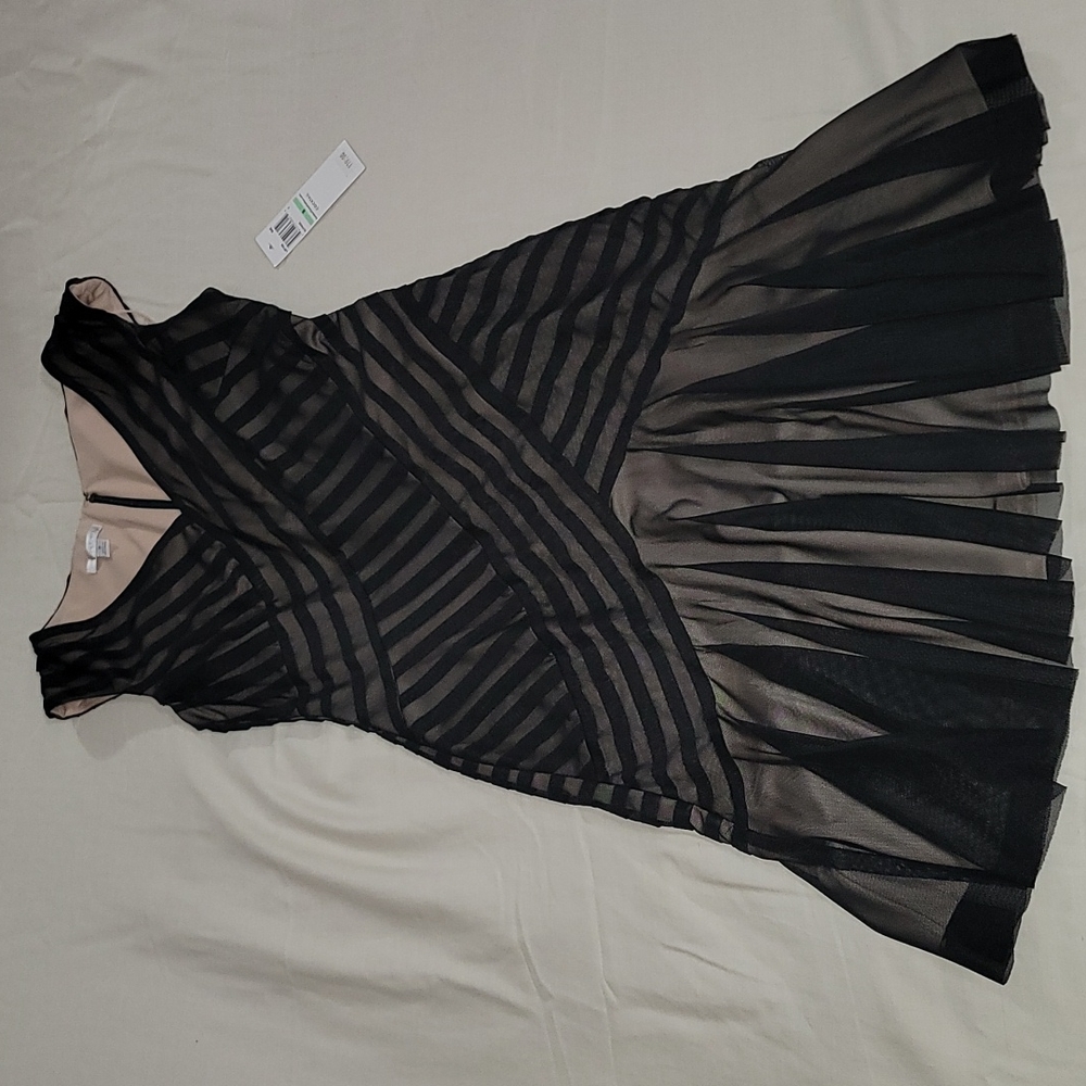 London Times Black Sheer Criscross Dress Sz. 8